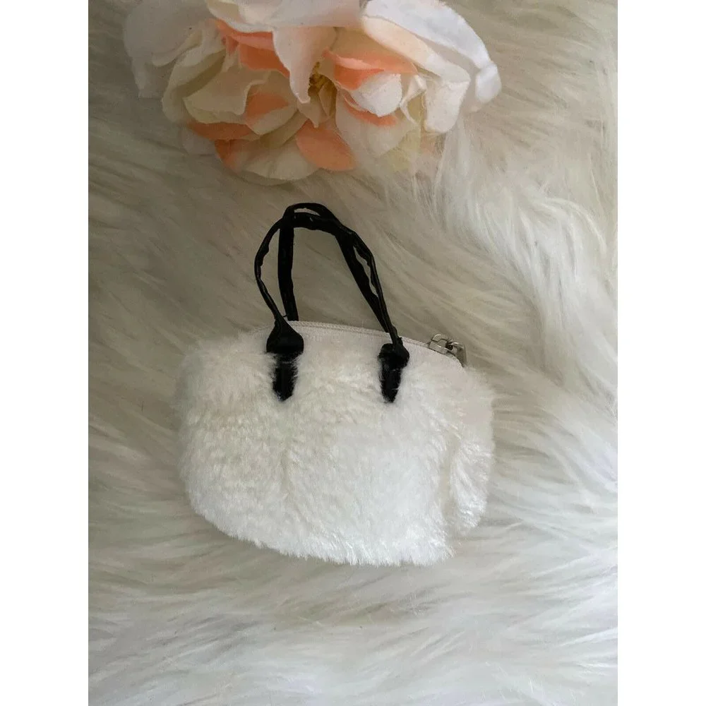 American Girl Battat OG Retired White Black Fluffy Hand Bag‎ for Dolls 16